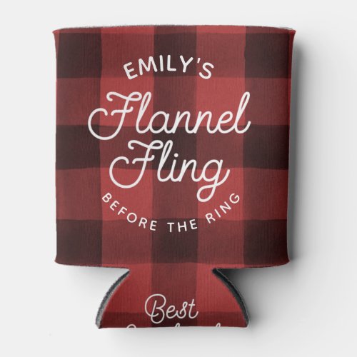 Bride Tribe Red Flannel Can Cooler Bachelorett