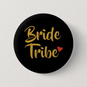 Bride Tribe Red Heart Button