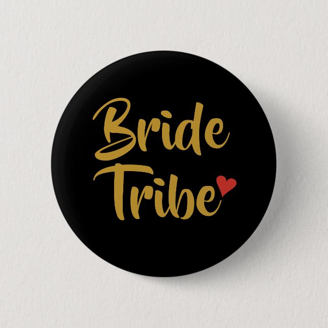 Bride Tribe Red Heart Button (Front)