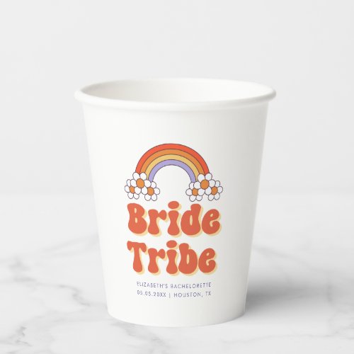 Bride Tribe Retro Groovy Daisy 70s Bachelorette  Paper Cups
