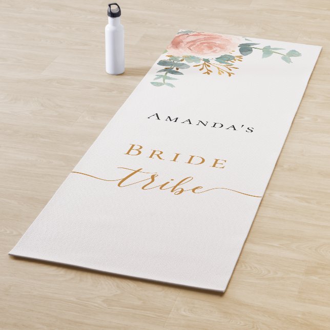Bride tribe rose gold flower eucalyptus greenery yoga mat (In Situ)