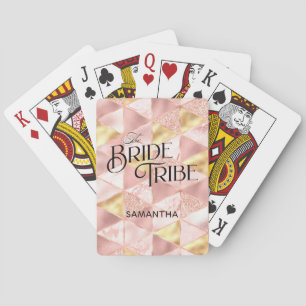 Bride Tribe Rose Gold Harlequin Diamond Bridesmaid Poker Cards