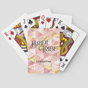 Bride Tribe Rose Gold Harlequin Diamond Bridesmaid Poker Cards