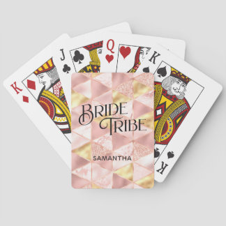 Bride Tribe Rose Gold Harlequin Diamond Bridesmaid Poker Cards