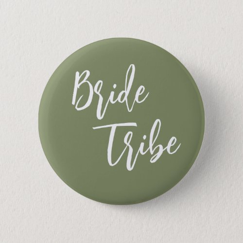 Bride Tribe Sage Green White Wedding Button