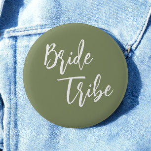 Bride Tribe Sage Green White Wedding Button