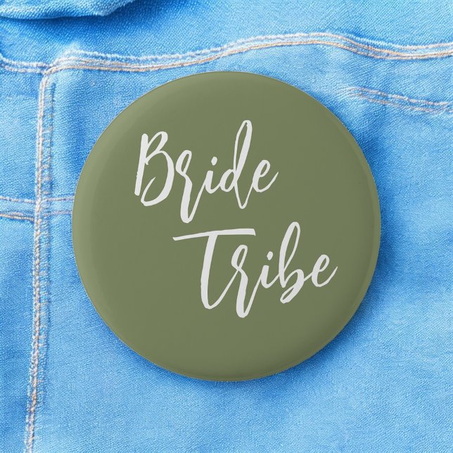 Bride Tribe Sage Green White Wedding Button (Creator Uploaded)