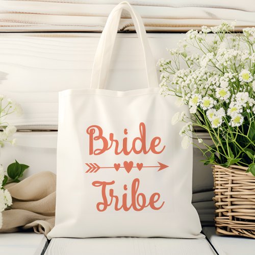 Bride Tribe Soft Orange Love Arrow Minimal Modern Tote Bag