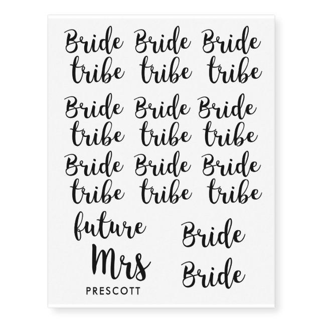 Bride tribe temporary tattoos (Front)