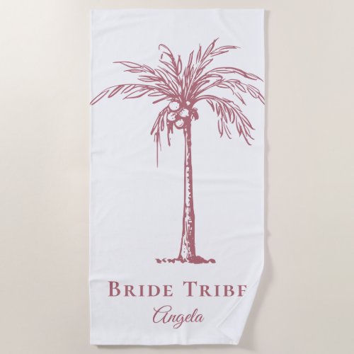 Bride Tribe Tropical Rose Gold Palm Tree Custom Beach Towel