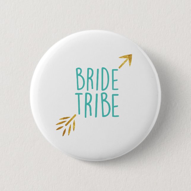 {Bride Tribe} Turquoise & Gold Button (Front)