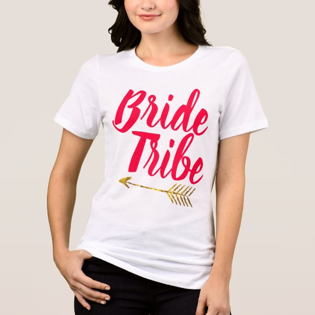 Bride Tribe Typography Calligaphy Hand Lettered Tri-Blend Shirt (Front)