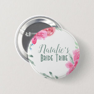 Bride Tribe Watecolor Button