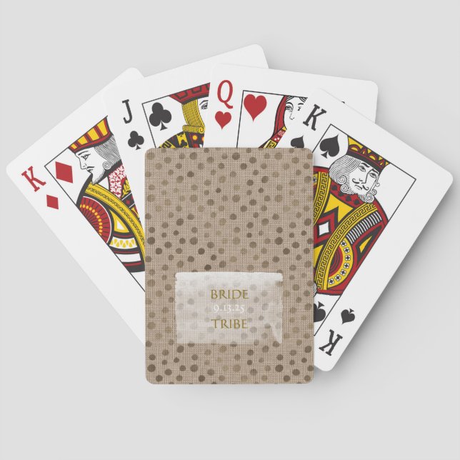 Bride Tribe Wedding DATE Rustic Modern Dots Fun Poker Cards (Back)