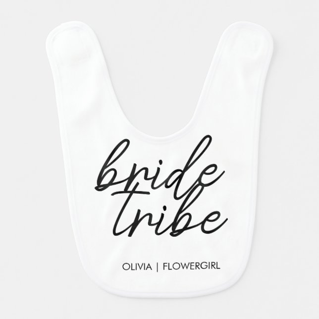 Bride Tribe | Wedding Flower Girl Modern Baby Bib (Front)