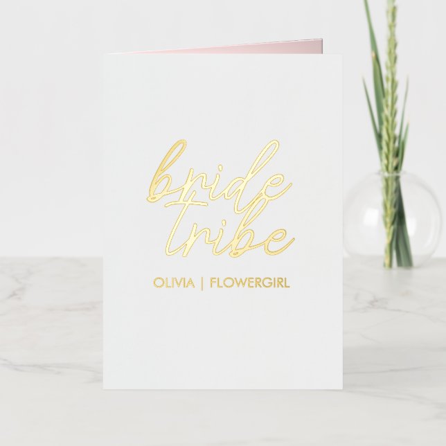 Bride Tribe | Wedding Flower Girl Modern Foil Greeting Card (Front)
