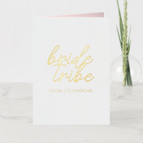 Bride Tribe  Wedding Flower Girl Modern Foil Greeting Card