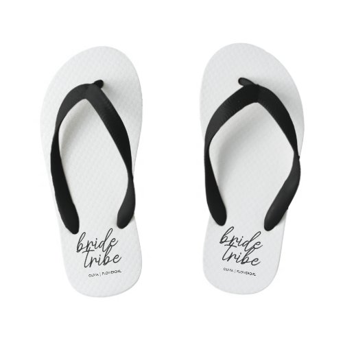 Bride Tribe  Wedding Flower Girl Modern Kids Flip Flops