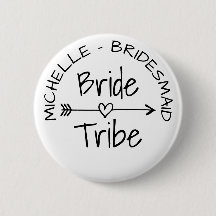 Bride Tribe wedding party favor round name buttons