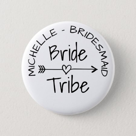 Bride Tribe Wedding Party Favor Round Name Buttons