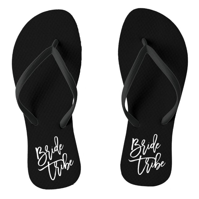 Bride Tribe White Script Flip Flops (Footbed)