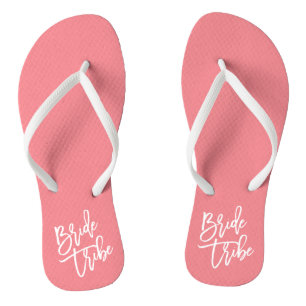 Bride Tribe White Script Flip Flops