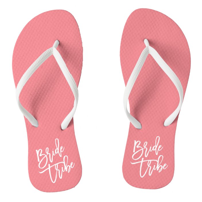 Bride Tribe White Script Flip Flops 