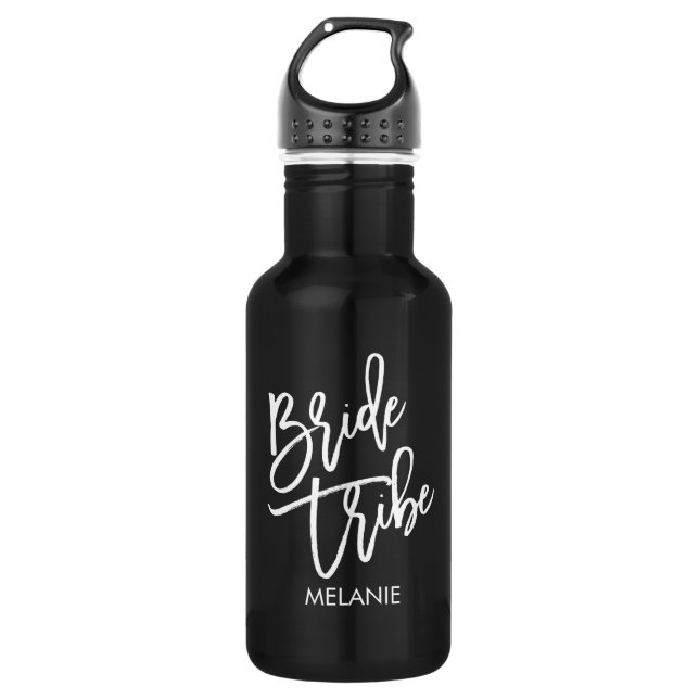 Bride Tribe White Script Stainless Steel Water Bottle (Front)