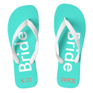 Bride Turquoise Blue Flip Flops