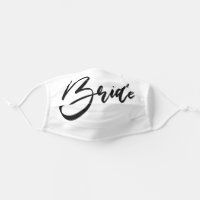 Bride Typography on White Cloth Face Mask
