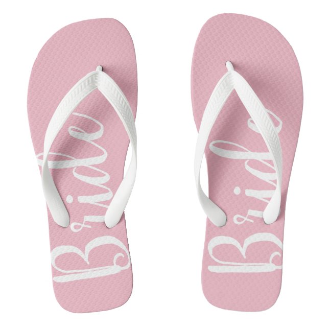 Bride Typography Pink Flip Flops (Footbed)