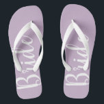 Bride Typography Purple Wedding Flip Flops<br><div class="desc">Our bride flip flops are perfect for the bride to be.</div>