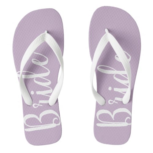 Bride Typography Purple Wedding Flip Flops