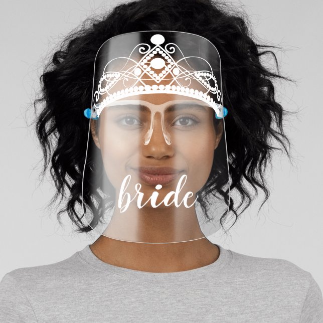 Bride typography white crown face shield (Insitu)