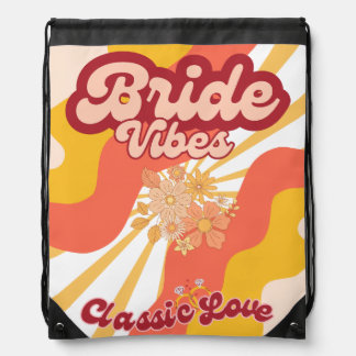 Bride Vibes Retro Bridal Party Drawstring Bag