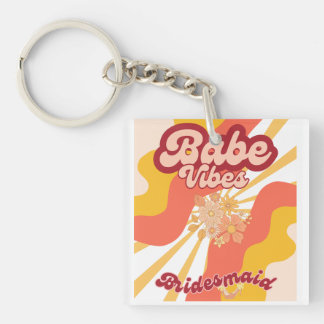Bride Vibes Retro Bridesmaid Bridal Party Keychain