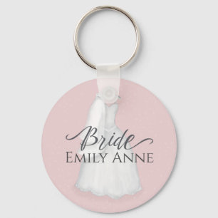 Bride Vintage Dress Wedding Personalized Favor Keychain
