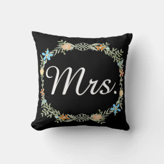 Bride Vintage Floral Garland Throw Pillow