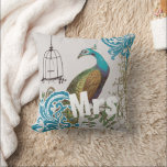 Bride Vintage Teal Damask Peacock Birdcage Vines Throw Pillow<br><div class="desc">You Can Personalize this Beautiful Gray Green Copper Teal Blue Brown Earthy Hues Vintage Peacock Birdcage Pillow to say anything you like or use the existing Mrs. for the Bride (Wedding Reception or Newlywed Gift) Wife (2nd Anniversary Gift) or buy two one Mrs. and one Mr. for the Newlyweds. ....</div>