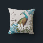 Bride Vintage Teal Damask Peacock Birdcage Vines Throw Pillow<br><div class="desc">You Can Personalize this Beautiful Gray Green Copper Teal Blue Brown Earthy Hues Vintage Peacock Birdcage Pillow to say anything you like or use the existing Mrs. for the Bride (Wedding Reception or Newlywed Gift) Wife (2nd Anniversary Gift) or buy two one Mrs. and one Mr. for the Newlyweds. ....</div>