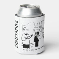 Bride Wants to Check Small Print Cartoon Can Cooler