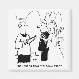 Bride Wants to Check Small Print Cartoon Magnet