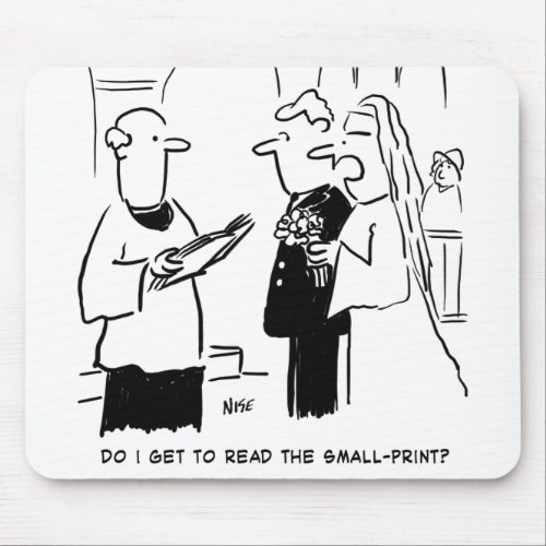 Bride Wants to Check Small Print Cartoon Mouse Pad