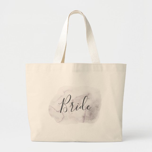 Bride. Watercolor elegant dusty purple wedding Large Tote Bag (Front)