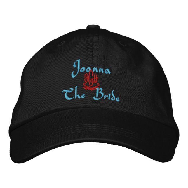 Bride Wedding Black Embroidered Baseball Hat (Front)