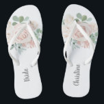 Bride Wedding Blush Pink Floral Eucalyptus Flip Flops<br><div class="desc">These personalized pink floral eucalyptus bride flip-flops will make the perfect gift for the bride.  Visit my wedding collection to view all coordinating items.</div>