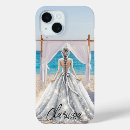 Bride Wedding Day Beach Wedding Fancy Gown Bridal iPhone 15 Case