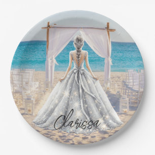 Bride Wedding Day Beach Wedding Fancy Gown Bridal Paper Plates