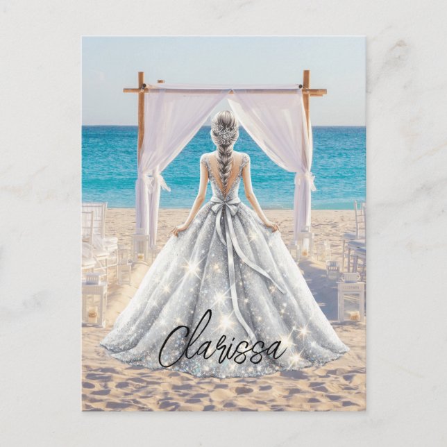Bride Wedding Day Beach Wedding Fancy Gown Bridal Postcard (Front)