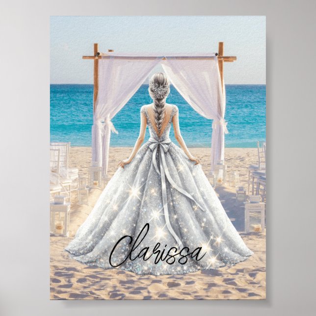 Bride Wedding Day Beach Wedding Fancy Gown Bridal Poster (Front)